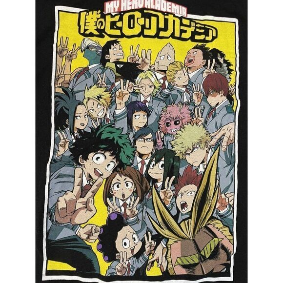 My Hero Academia T-shirt Men Large Black Short Sleeve Graphic Anime Short Sleeve - Picture 2 of 5